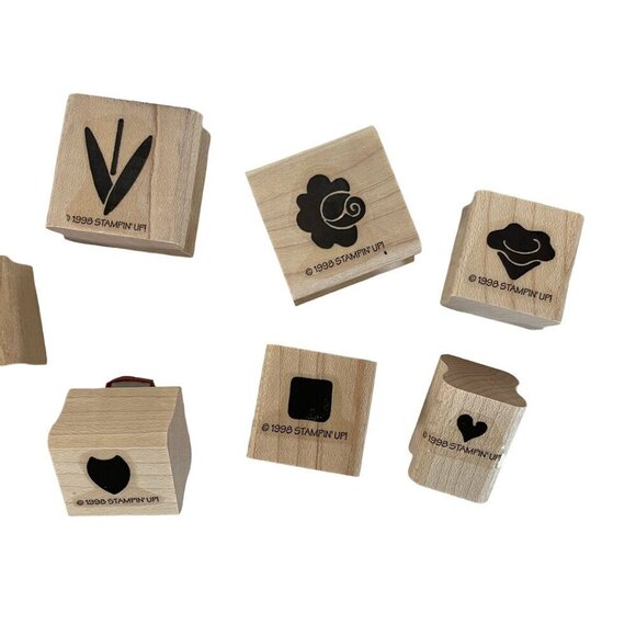 VTG Stampin' Up! Wooden Rubber Stamp Set - 14 Floral & Botanical Designs - Picture 4 of 5